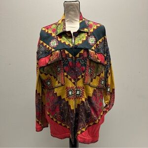 Johnny Was-Colorful Geometric Pattern Jacket